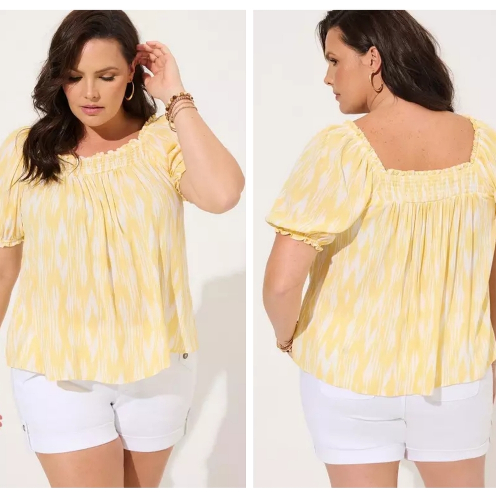 Torrid Gauze Smocked Yoke Top
